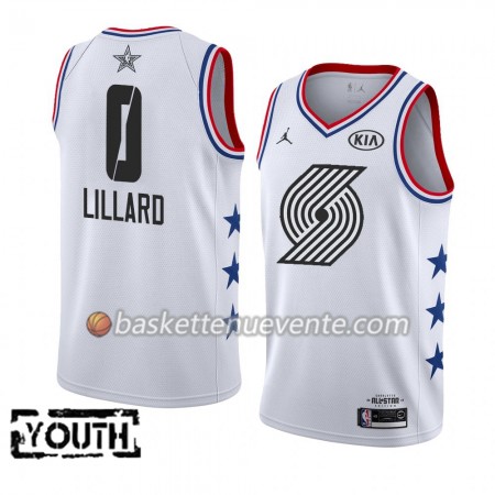 Maillot Basket Portland Trail Blazers Damian Lillard 0 2019 All-Star Jordan Brand Blanc Swingman - Enfant